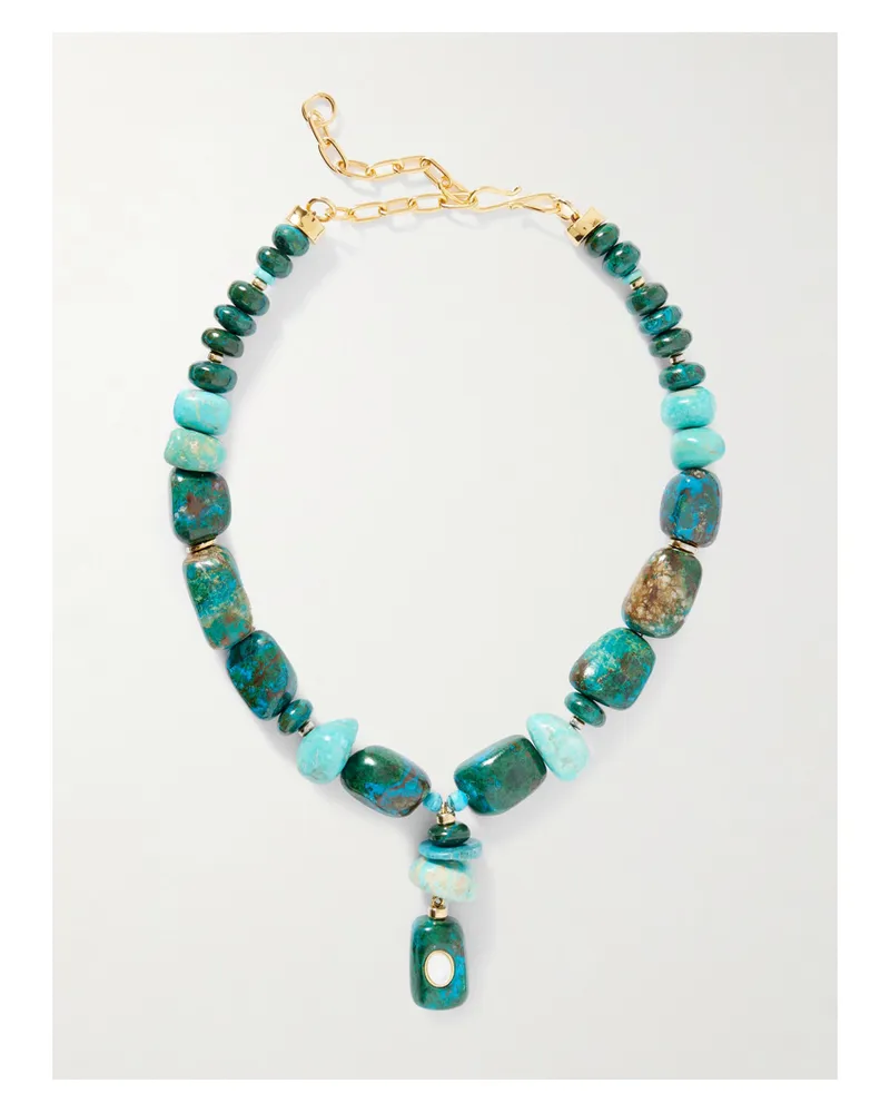 Lizzie Fortunato Andamento Kette Mit Mehreren Steinen Und Vergoldeten Details - Blau Blau