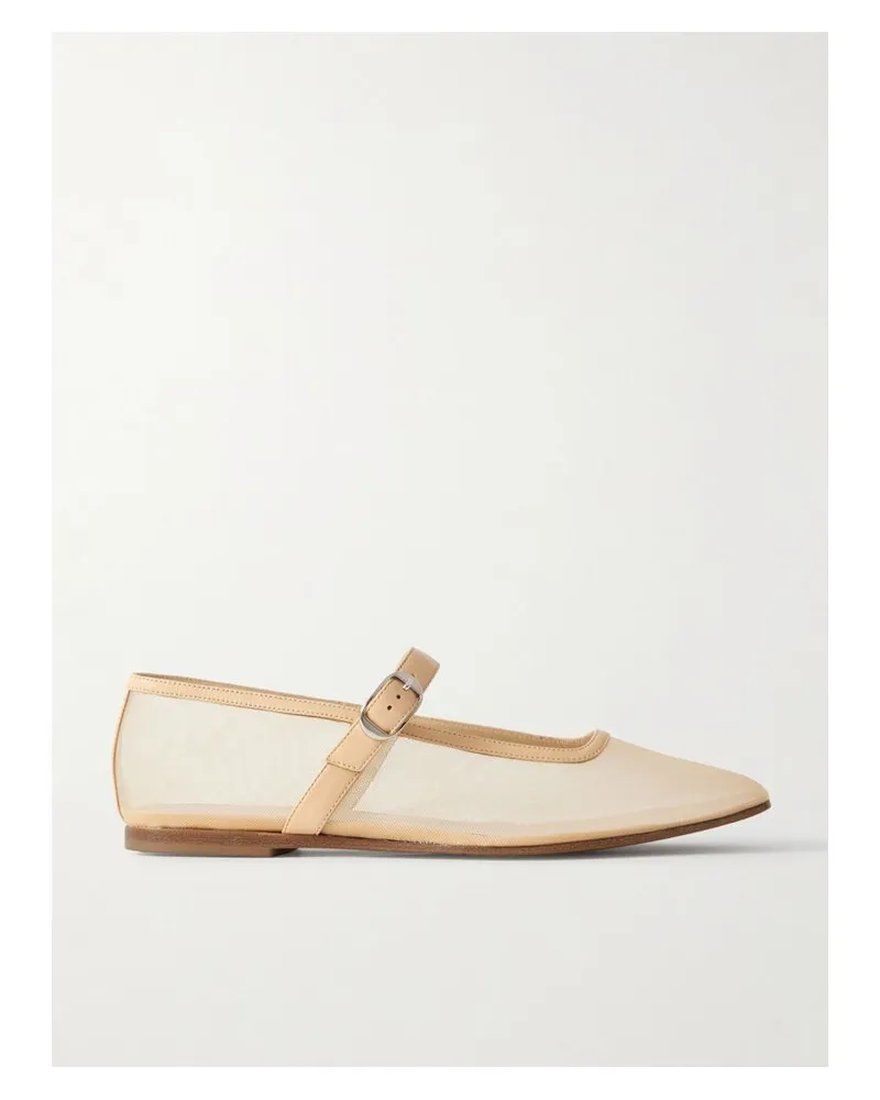 Le Monde Béryl Mary-jane-ballerinas Aus Mesh Mit Lederbesätzen - Neutral Neutral