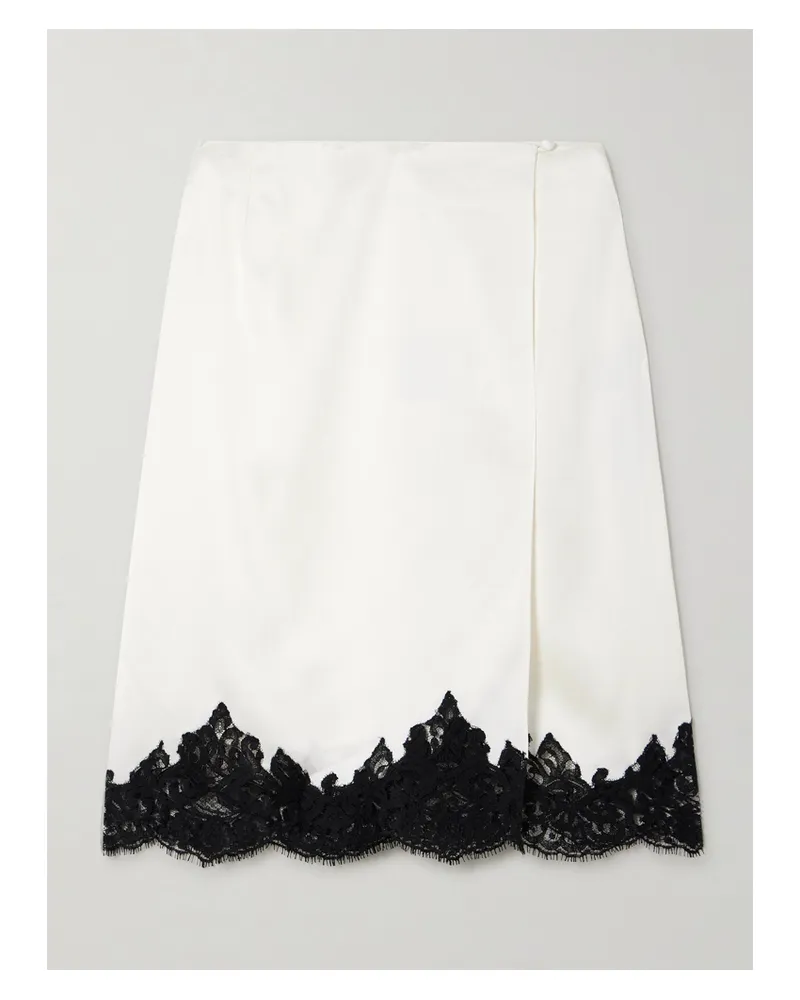 Stella McCartney Wickelrock Aus Satin Mit Spitzenbesatz - Wollweiß Wollweiß