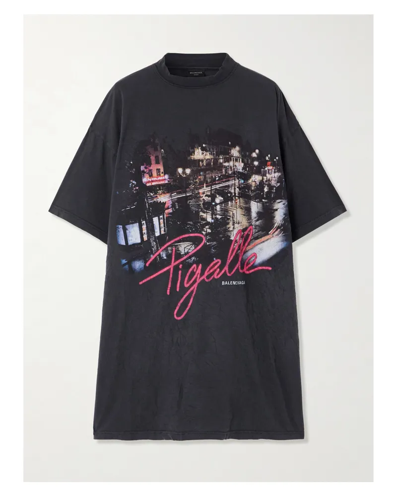 Balenciaga Printed Cotton-jersey T-shirt - Black Black