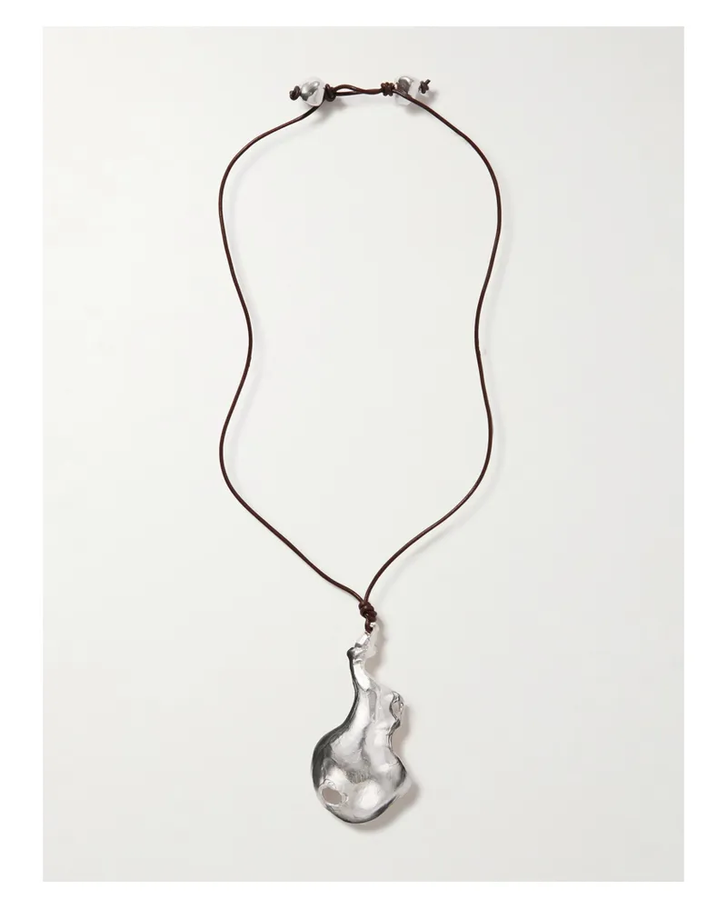 Alighieri The Bones Of Rebirth Recycled Silver And Leather Necklace Silver