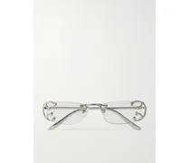 Square-frame Silver-tone Optical Glasses