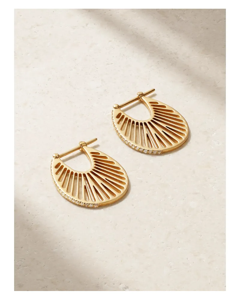 L’Atelier Nawbar Flat Ray Große Ohrringe Aus 18 Karat Gold Mit Diamanten Gold