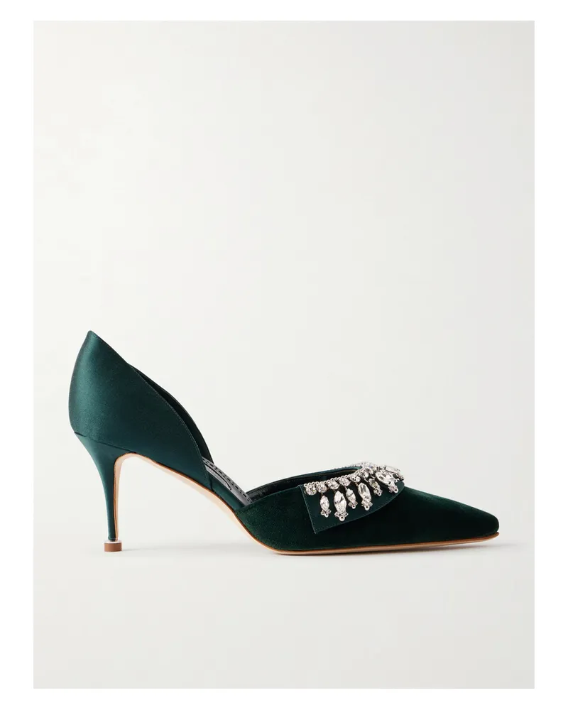 Manolo Blahnik Tulidor 70 Pumps Aus Samt Mit Kristallen - Grün Grün