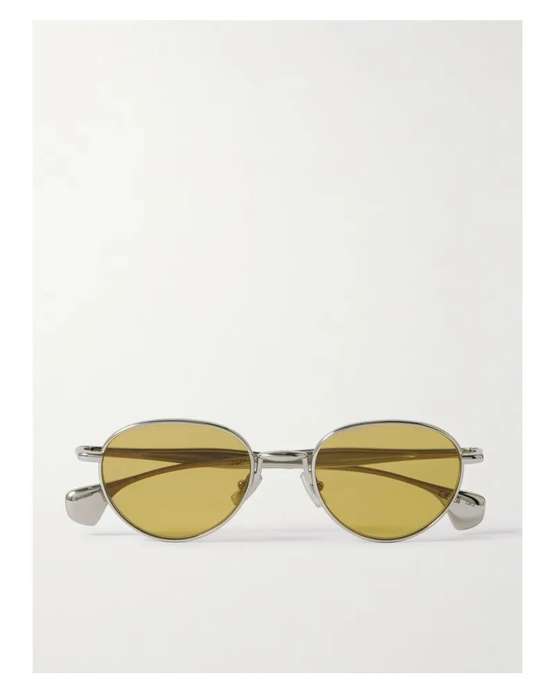 Bottega Veneta Silberfarbene Sonnenbrille Mit Rundem Rahmen Silber