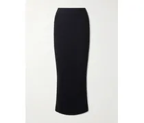Ribbed-knit Midi Skirt - Black