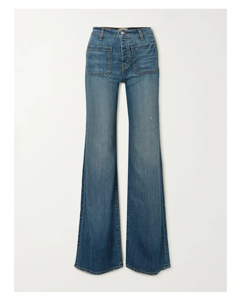 Nili Lotan Florence Hoch Sitzende Schlagjeans Mit Distressed-details - Blau Blau