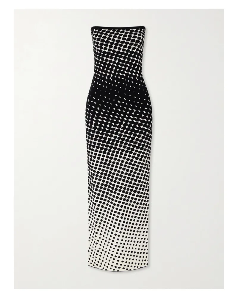 Christopher John Rogers Strapless Polka-dot Knitted Maxi Dress - Black Black