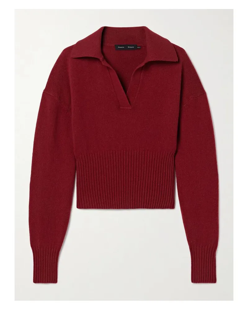 Proenza Schouler Jeanne Pullover Aus Einer Gerippten Kaschmir-wollmischung Mit Polokragen - Rot Rot