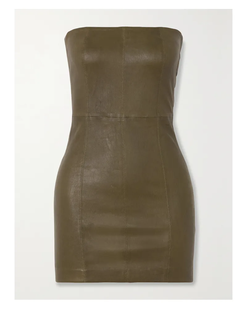 SPRWMN Trägerloses Minikleid Aus Leder - Grün Grün