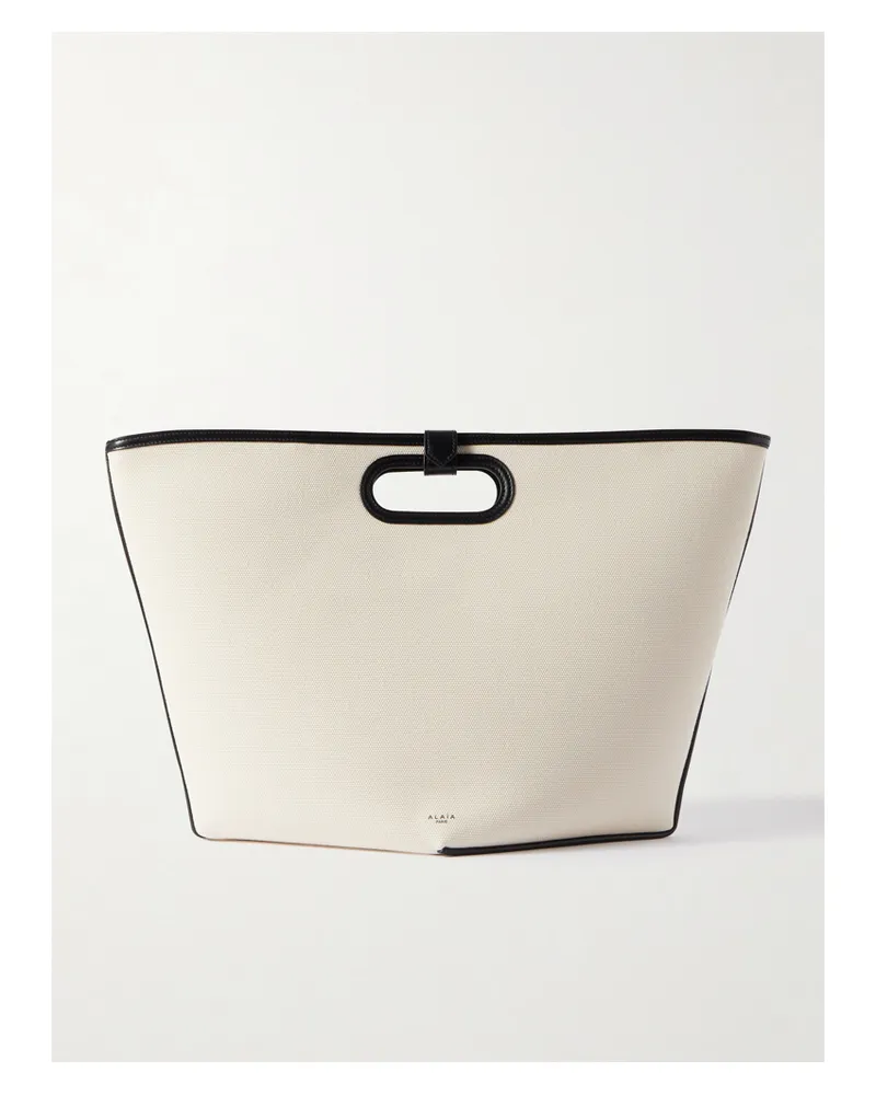 Alaïa Folded Große Tote Aus Canvas Mit Lederbesätzen - Wollweiß Wollweiß