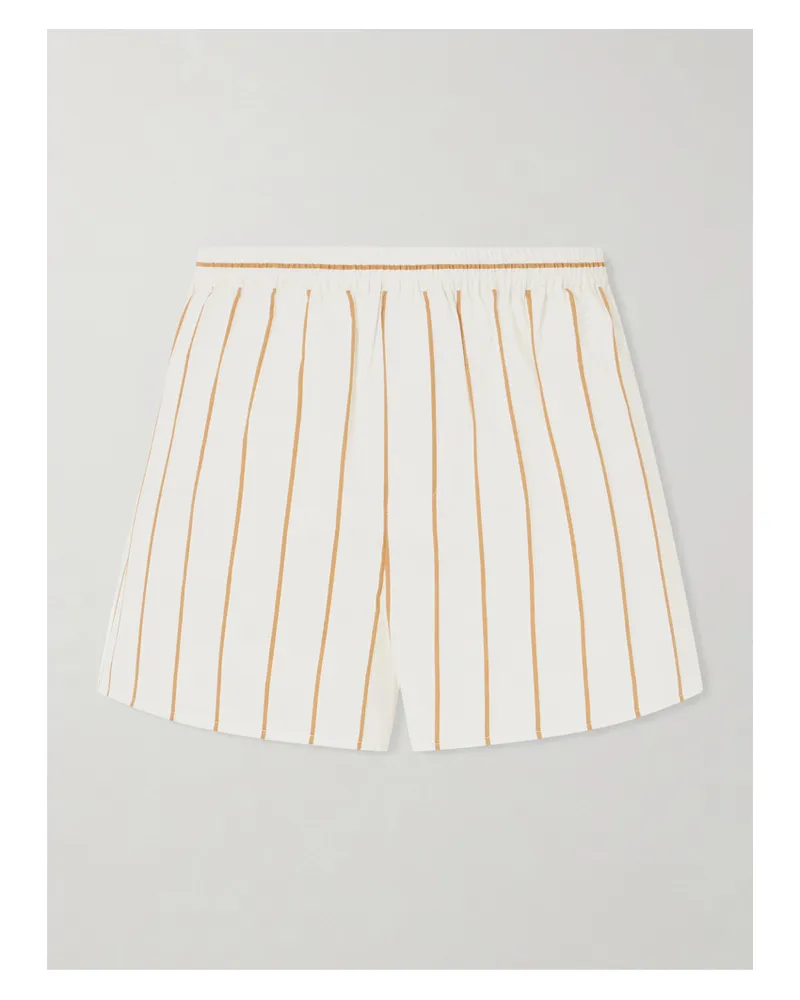 STAUD Rove Striped Cotton-blend Shorts - Neutrals Neutrals