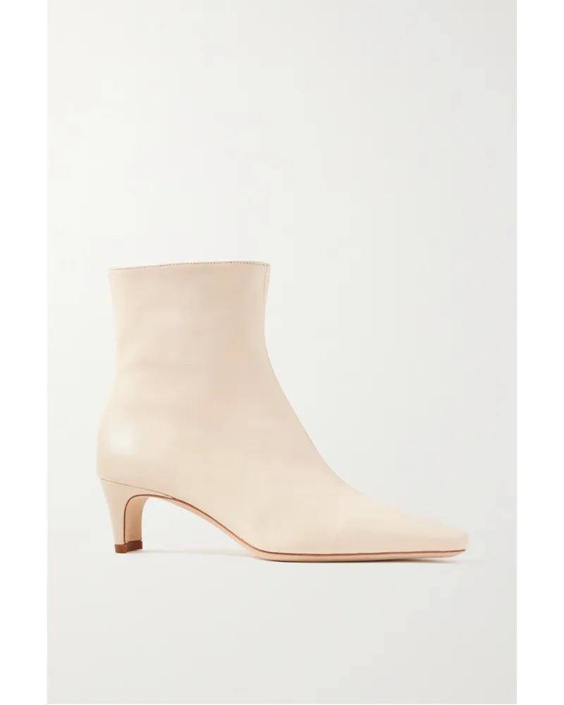 STAUD Wally Ankle Boots aus Leder Creme