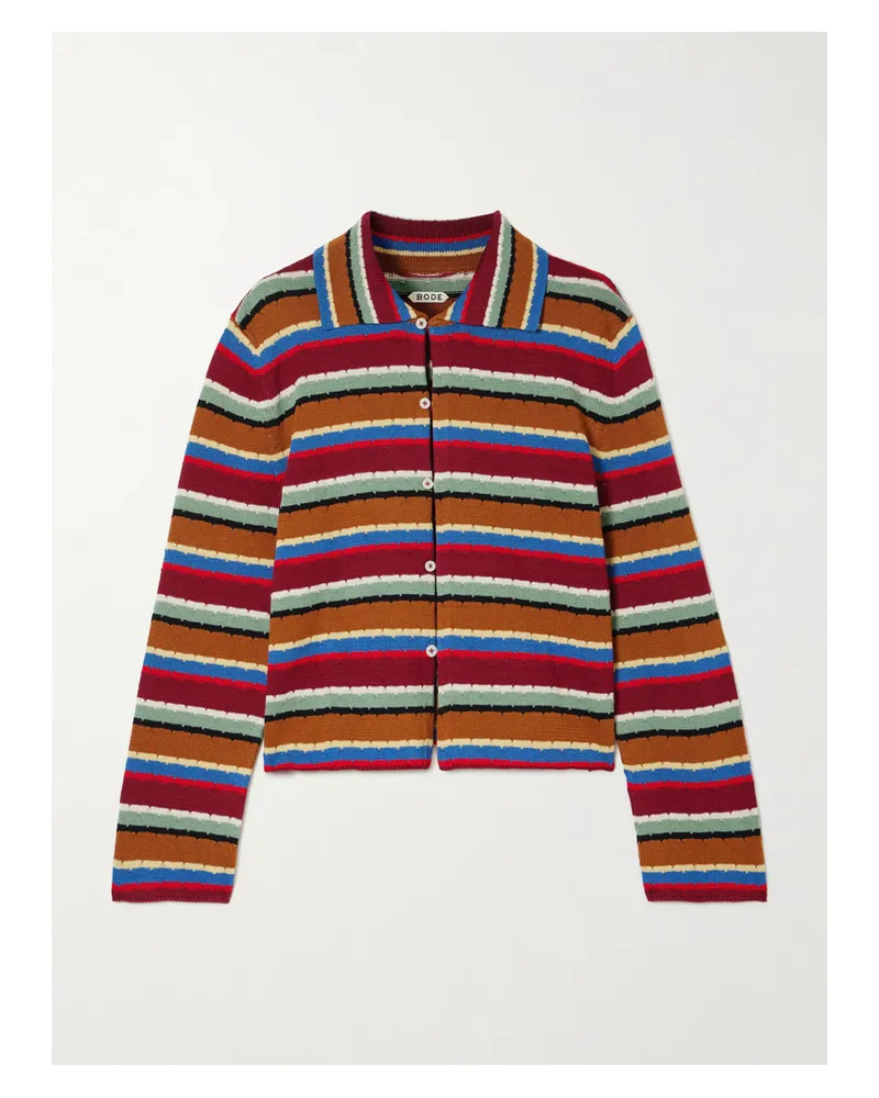 BODE Starkey Cardigan Aus Gestreifter Baumwolle - Rot Rot