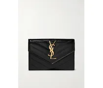 Monogramme Envelope Quilted Textured-leather Wallet - Black