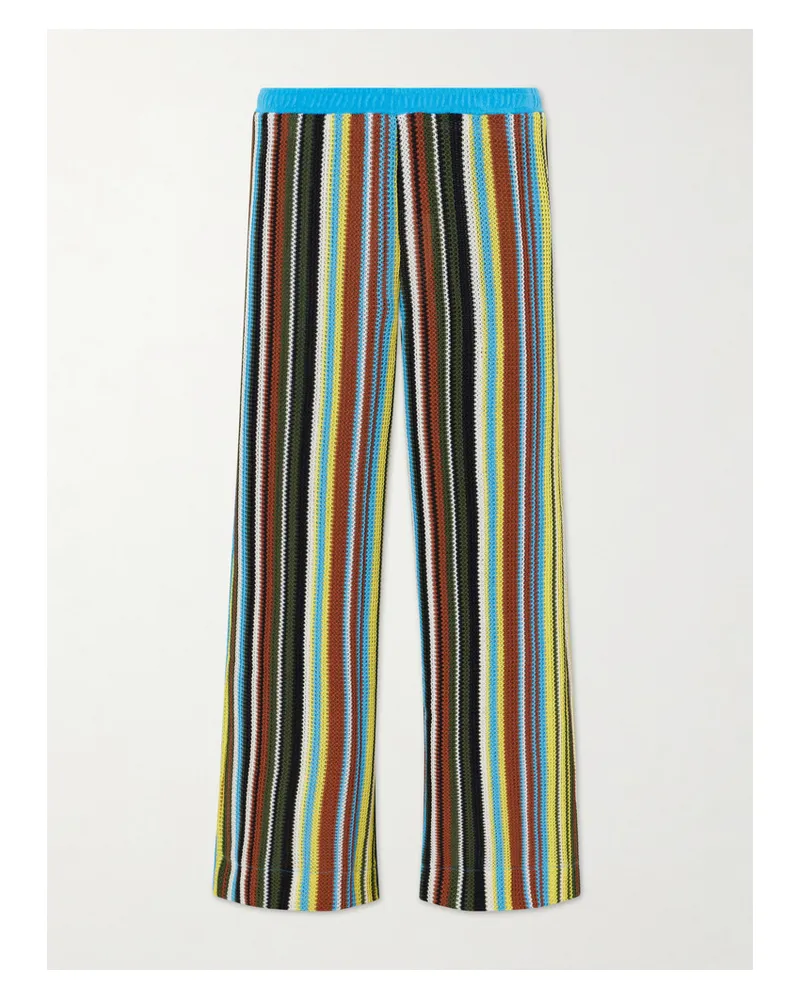 STAUD Ali Striped Knitted Straight-leg Pants - Multi Multi