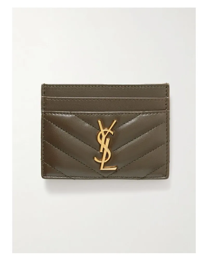 Saint Laurent Cassandre Kartenetui Aus Matelassé-leder - Grün Grün