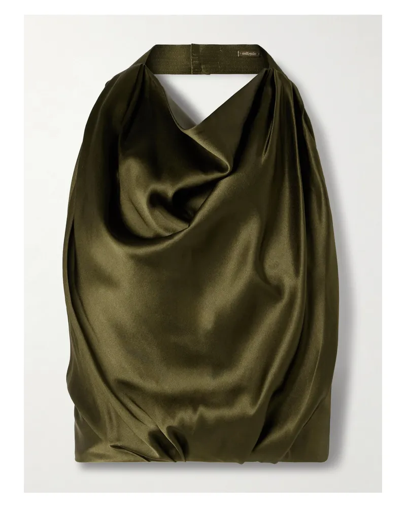 Cult Gaia Adrienne Rückenfreies Neckholder-oberteil Aus Satin Aus Einer Seidenmischung Mit Raffungen - Grün Grün