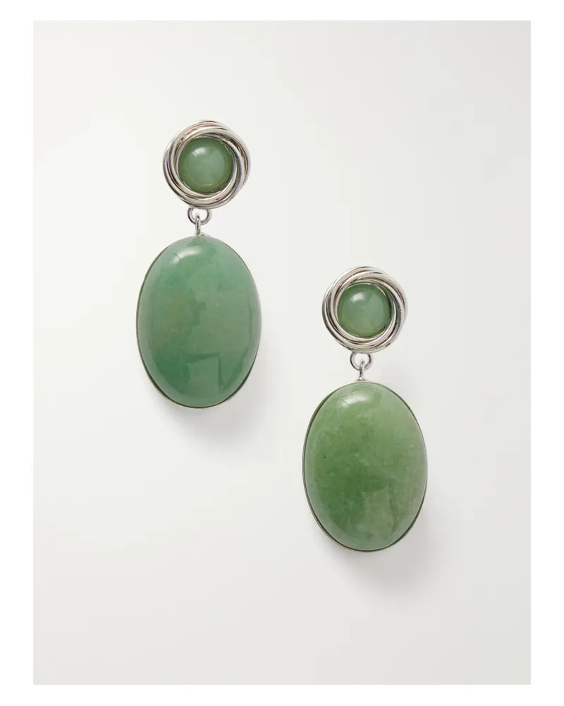 Jennifer Behr Ruthie Silver-tone Aventurine Earrings - Green Green