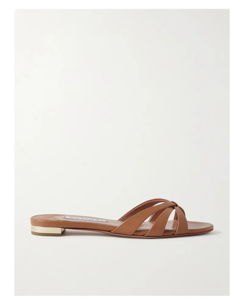 Aquazzura Tati Pantoletten Aus Leder - Braun Braun