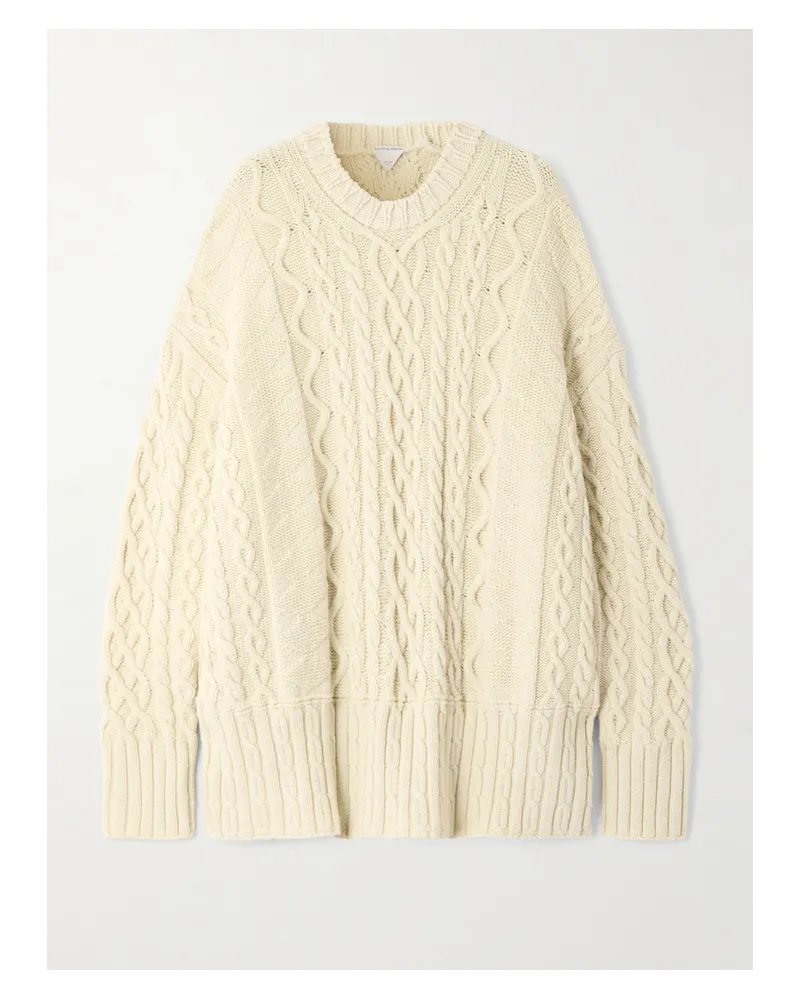 Bottega Veneta Oversized Cable-knit Wool Sweater - Cream Cream