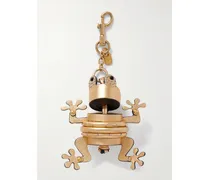 Frog Goldfarbener Schlüsselanhänger Aus Metallic-leder Mit Nieten