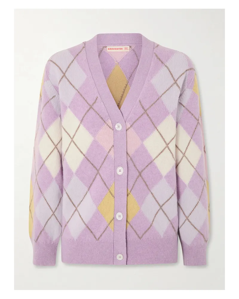 &Daughter Argyle Wool Cardigan - Purple Purple