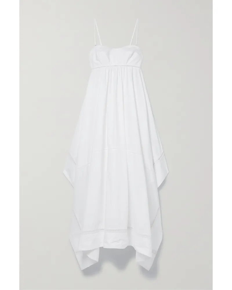 A.L.C. Blanca Asymmetrisches Maxikleid Aus Baumwolle Mit Häkeleinsätzen - Weiß Weiß