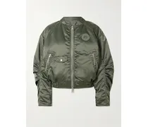 Jade Bomberjacke Aus Satin Mit Raffungen Und Applikation - Grün