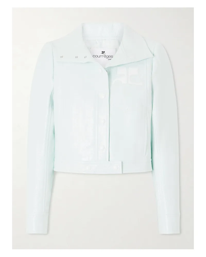 Courrèges Reeditioncropped Coated Cotton-blend Jacket - Green Green