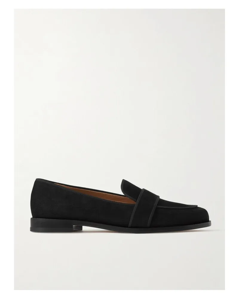 Aquazzura Martin Loafers Aus Veloursleder Mit Ripsbandbesätzen - Schwarz Schwarz