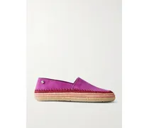 Paula's Ibiza Rio Espadrilles Aus Veloursleder Mit Raffiabastbesätzen - Pink