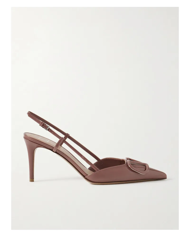 Valentino Garavani Vlogo Slingback-pumps aus Lackleder Braun