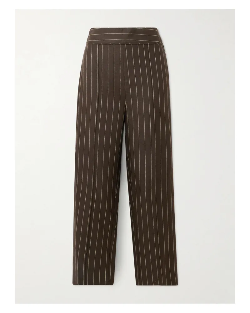 Posse Thea Hose Mit Geradem Bein Aus Leinen-twill Mit Nadelstreifen - Braun Braun