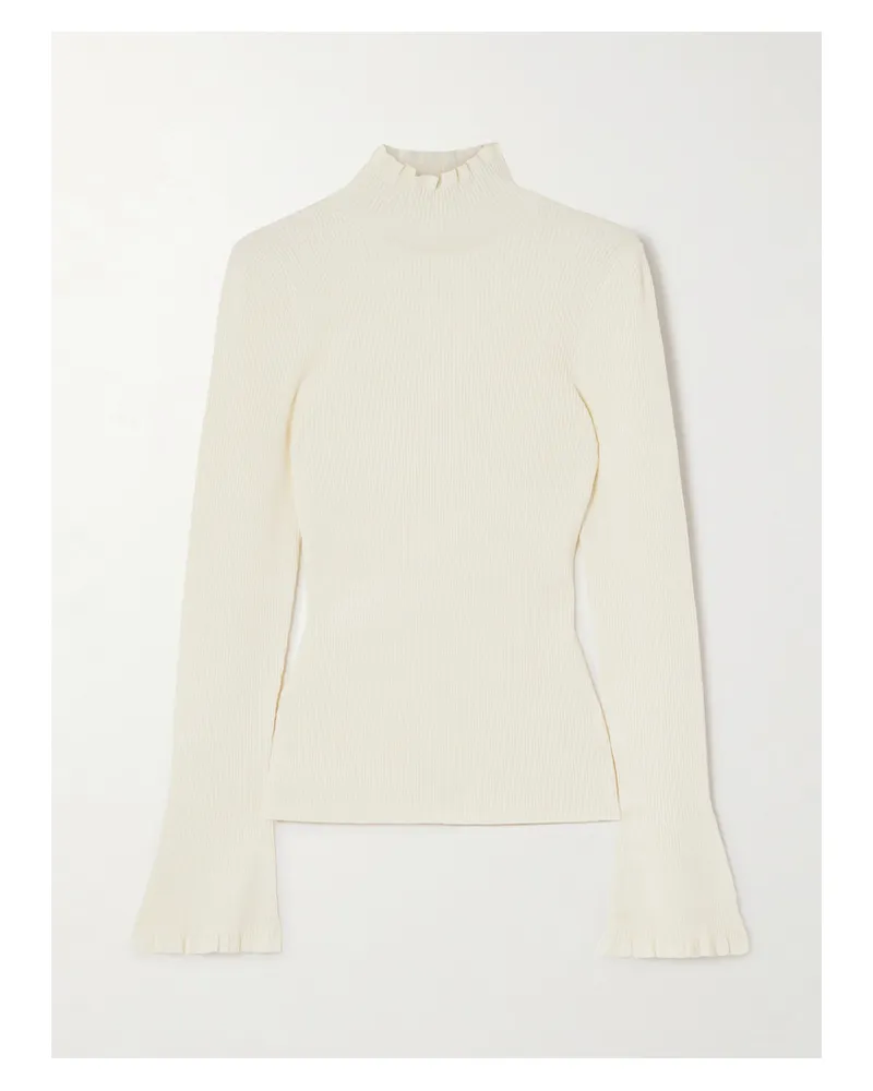 Proenza Schouler Phyllis Striped Ribbed-knit Turtleneck Sweater - Off-white Off-white