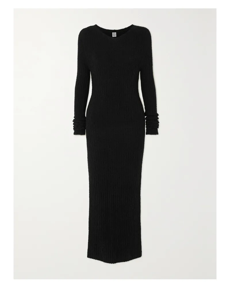 Totême Maxikleid Aus Einer Gerippten Wollmischung - Schwarz Schwarz