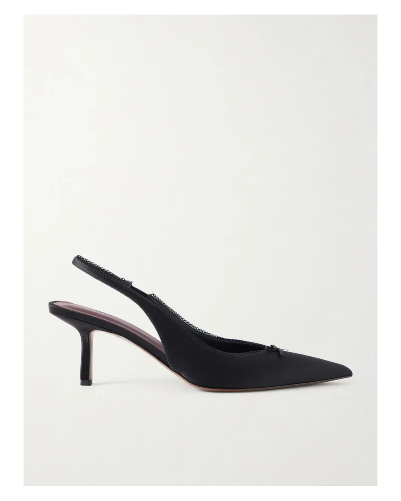 NEOUS Moriah Lace-trimmed Twill Slingback Pumps - Black Black