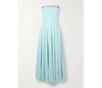 Aldina Trägerloses Midikleid Aus Crêpe Mit Falten Und Kristallen - Blau