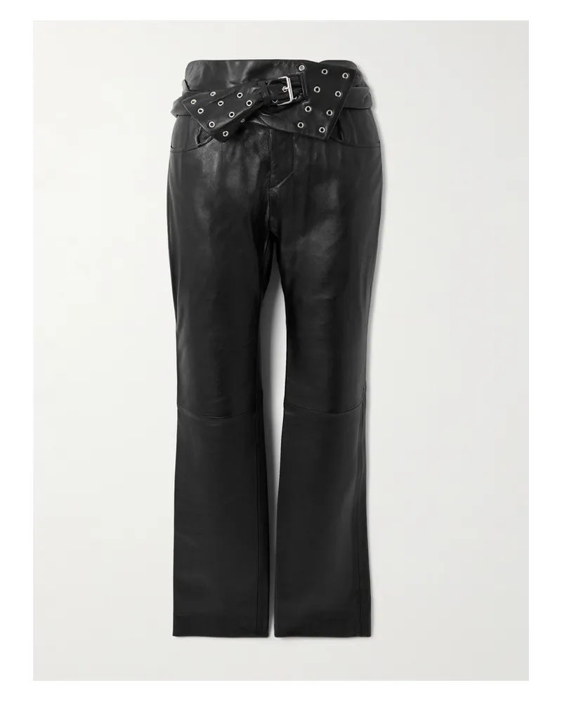 Isabel Marant Chazia Hose Mit Schmalem Bein Aus Leder Mit Gürtel - Schwarz Schwarz