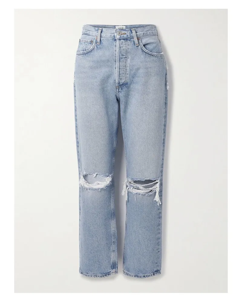 AGOLDE 90s Halbhohe Jeans Mit Geradem Bein In Distressed-optik - Blau Blau