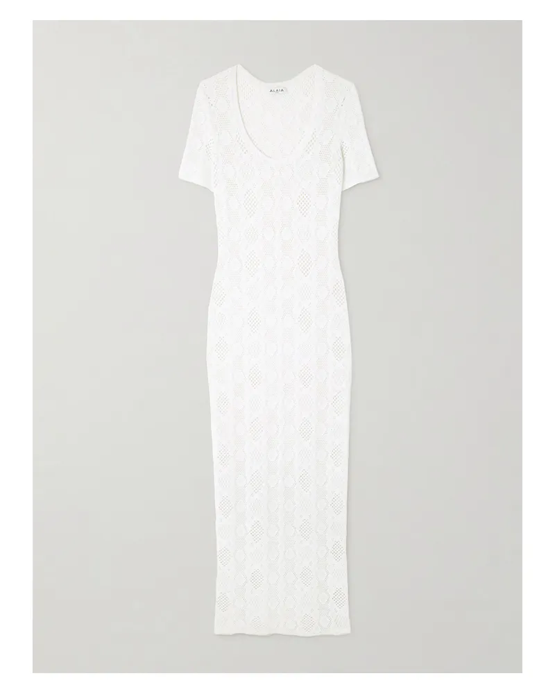 Alaïa Open-knit Midi Dress - White White