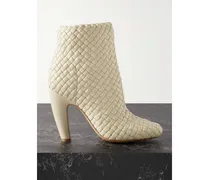 Mini Lido Intrecciato Leather Ankle Boots - Cream
