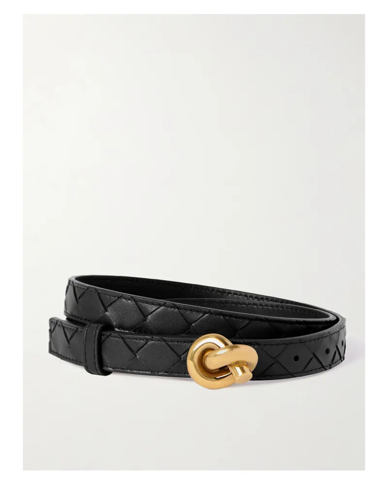 Bottega Veneta Knot Intrecciato Leather Belt - Black Black