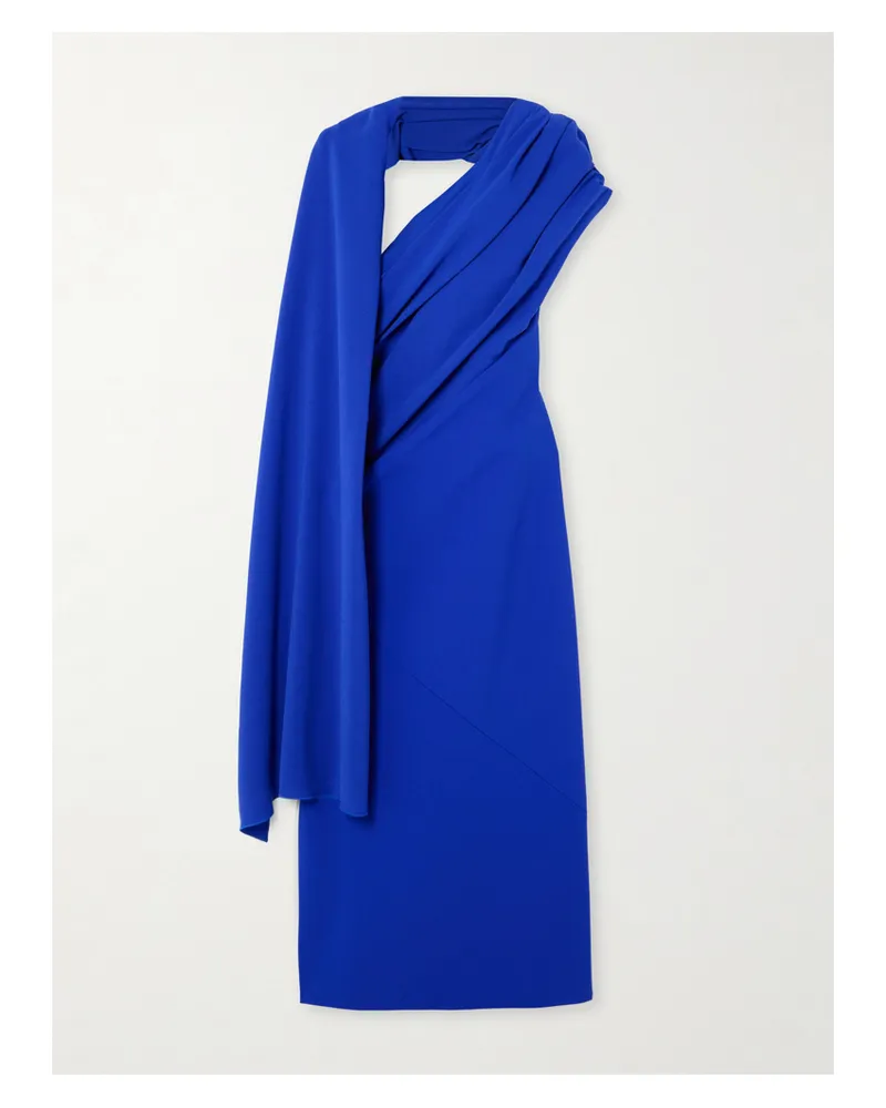Roksanda Ilincic Midikleid Aus Crêpe Mit Raffungen Und Cape-effekt - Blau Blau