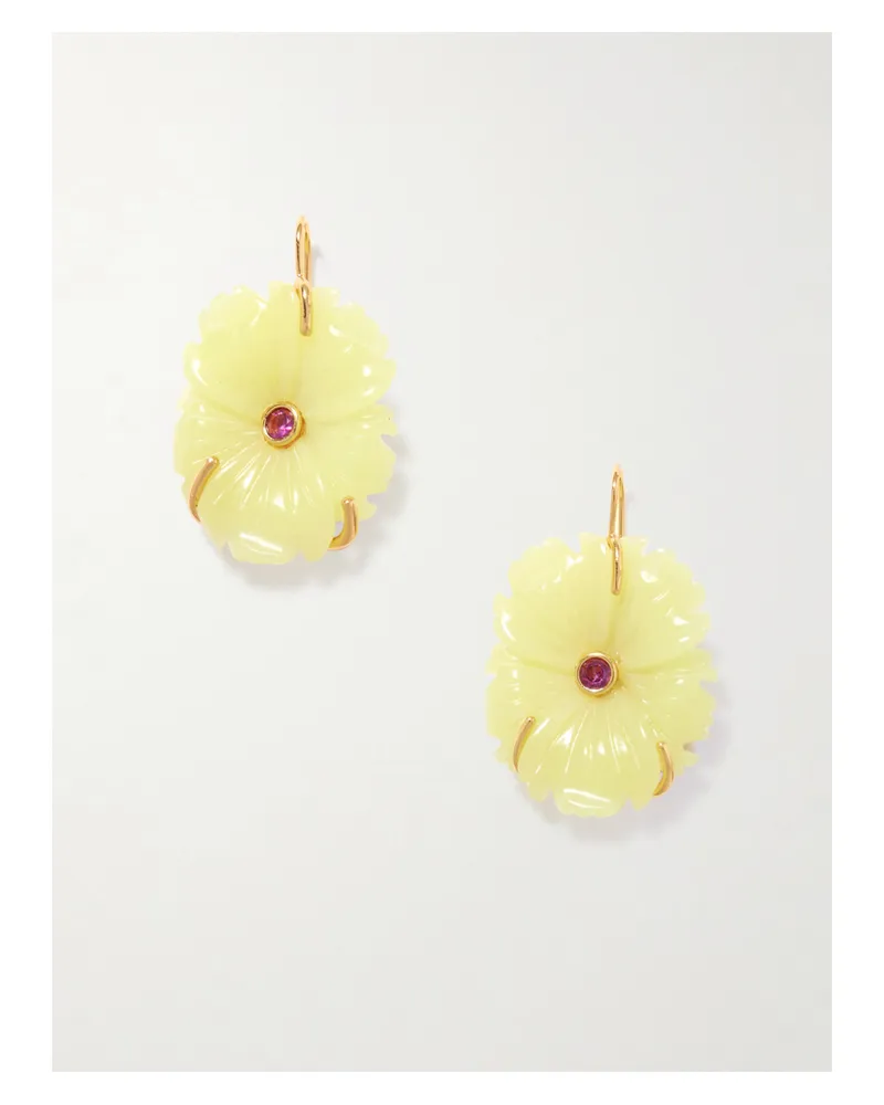 Lizzie Fortunato New Bloom Gold-plated, Jade And Rhodolite Earrings - Yellow Yellow