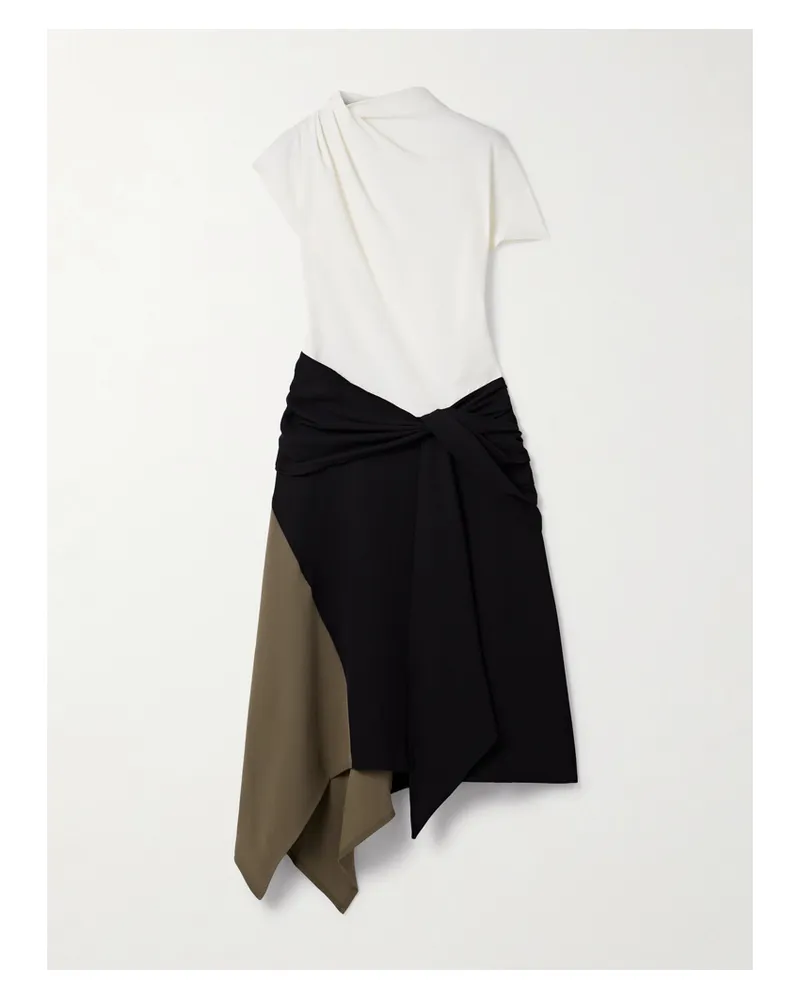 STAUD Davina Asymmetrisches Kleid Aus Crêpe Mit Falten In Colour-block-optik - Mehrfarbig Mehrfarbig