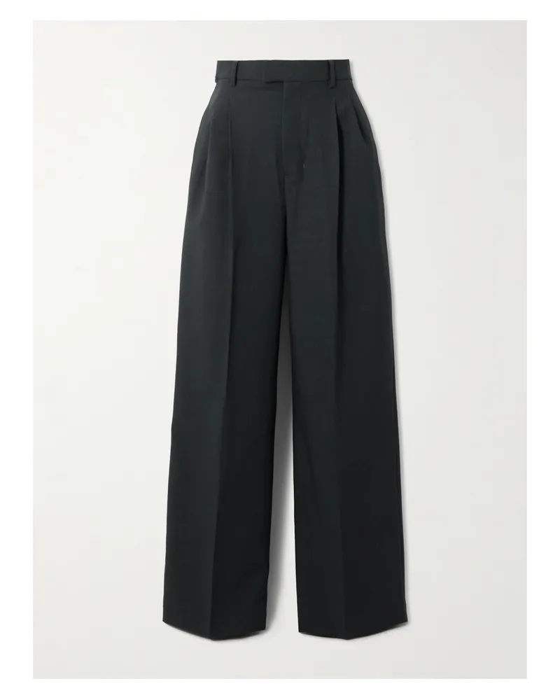 AMI Paris Hose Mit Weitem Bein Aus Woll-twill - Schwarz Schwarz