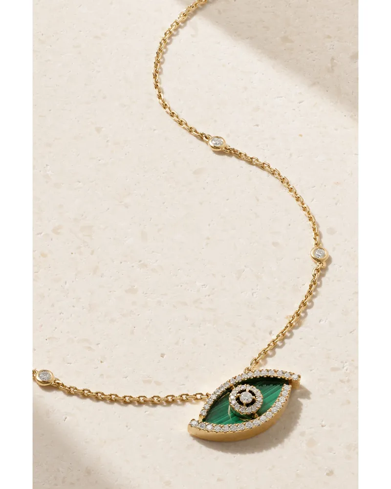 Messika Lucky Eye 18-karat Gold, Malachite And Diamond Necklace Gold