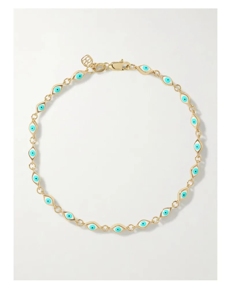 Sydney Evan Mini Evil Eye Armband Aus 14 Karat Gold Mit Emaille - Blau Blau