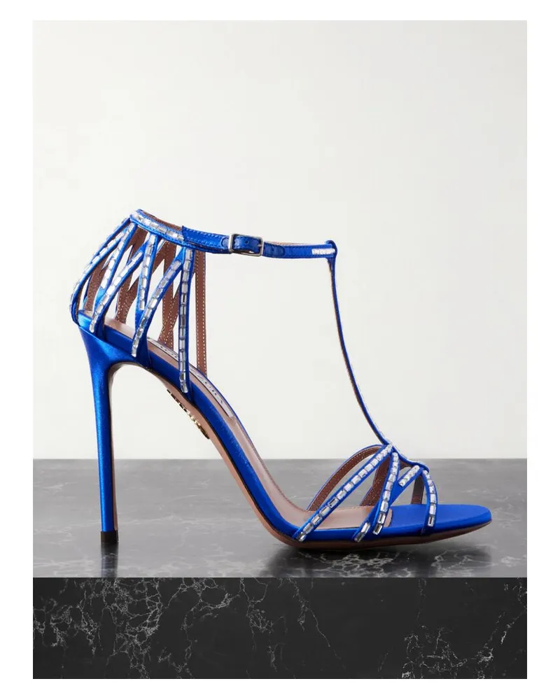Aquazzura Forever More 110 Sandalen Aus Satin Mit Kristallen - Blau Blau